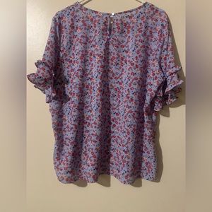Liz Claiborne Floral Print Top SS XL